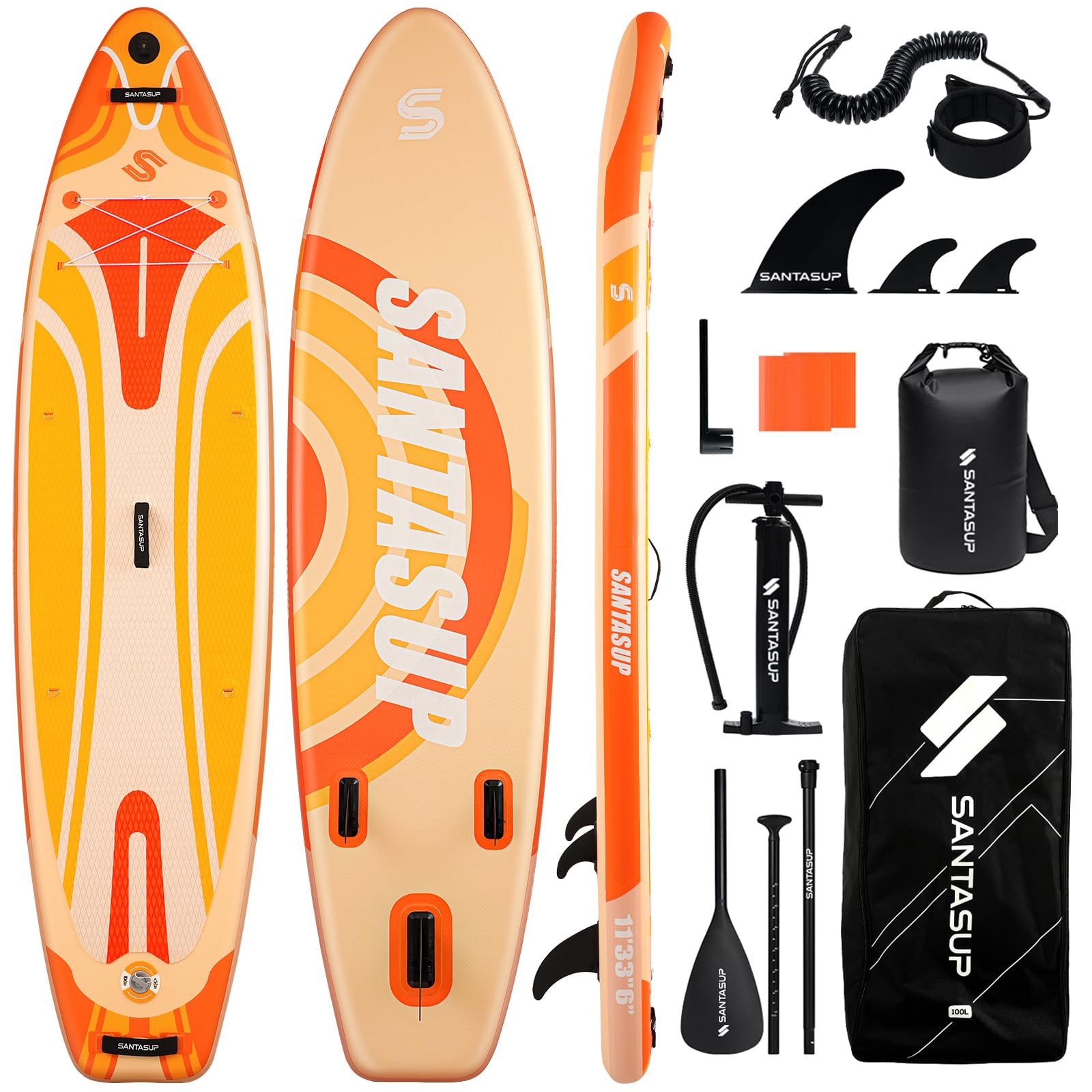 Wide Inflatable Stand Up Paddle Board with Accessories and EVA Deck