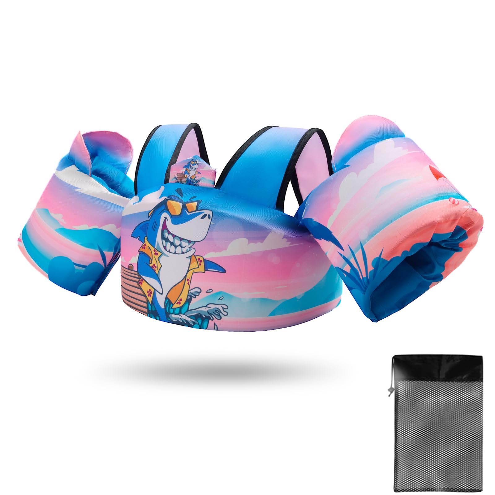 Toddler Swim Vest with Arm Floaties and Adjustable Crotch Straps