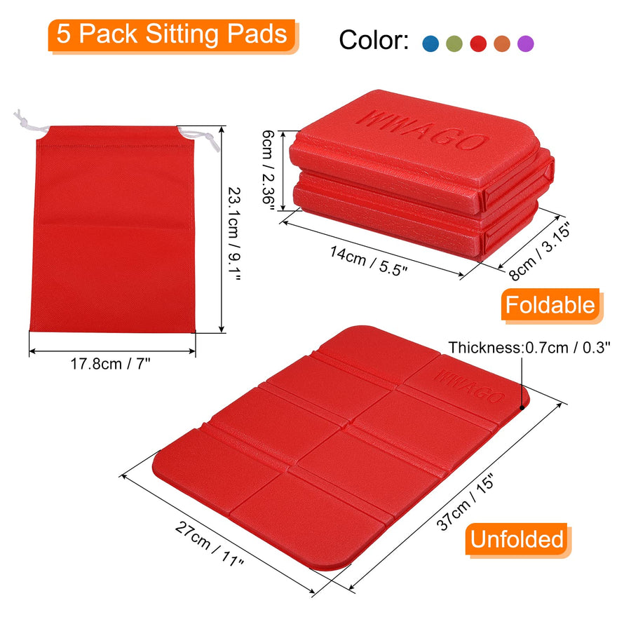 Five Pack Foldable Camping Sitting Pads Waterproof XPE Foam Seat Cushions