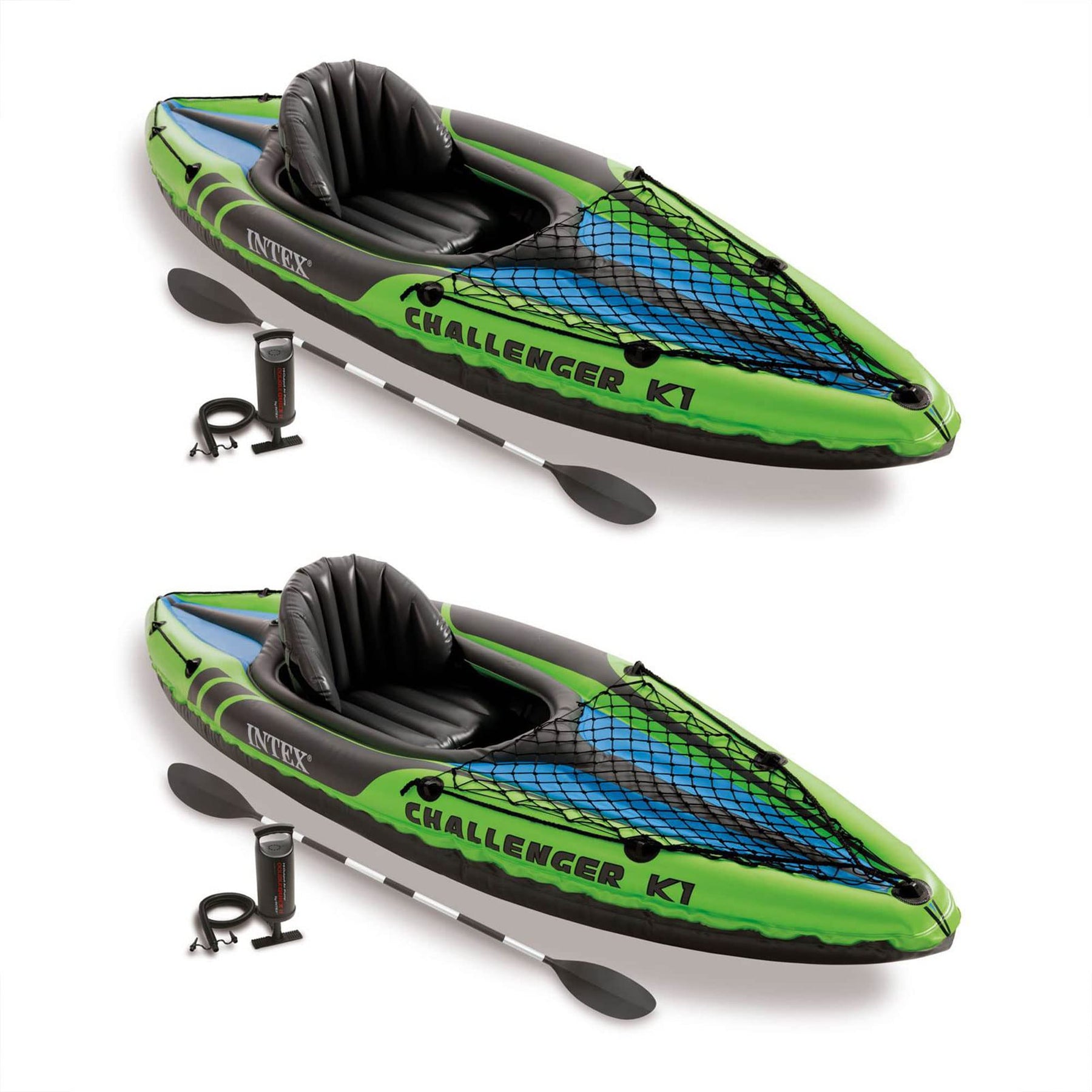 Two Pack Durable One Person Inflatable Kayak Set with Oar and Pump
