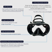 Anti Fog Wide Angle Diving Mask for Scuba Snorkeling and Swimming