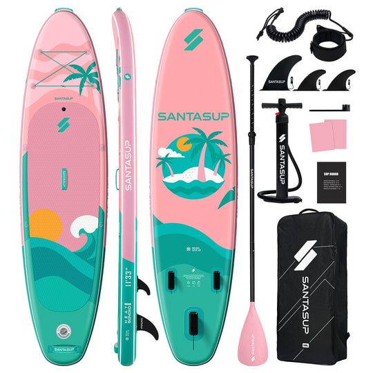 Wide Inflatable Stand Up Paddle Board with Accessories and EVA Deck