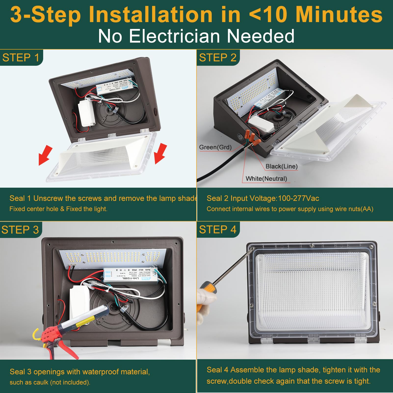 Dusk to Dawn LED Wall Pack Lights with Photocell IP65 Outdoor Lighting