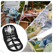 Stainless Steel Camping Silverware Kit with Cutlery Organizer