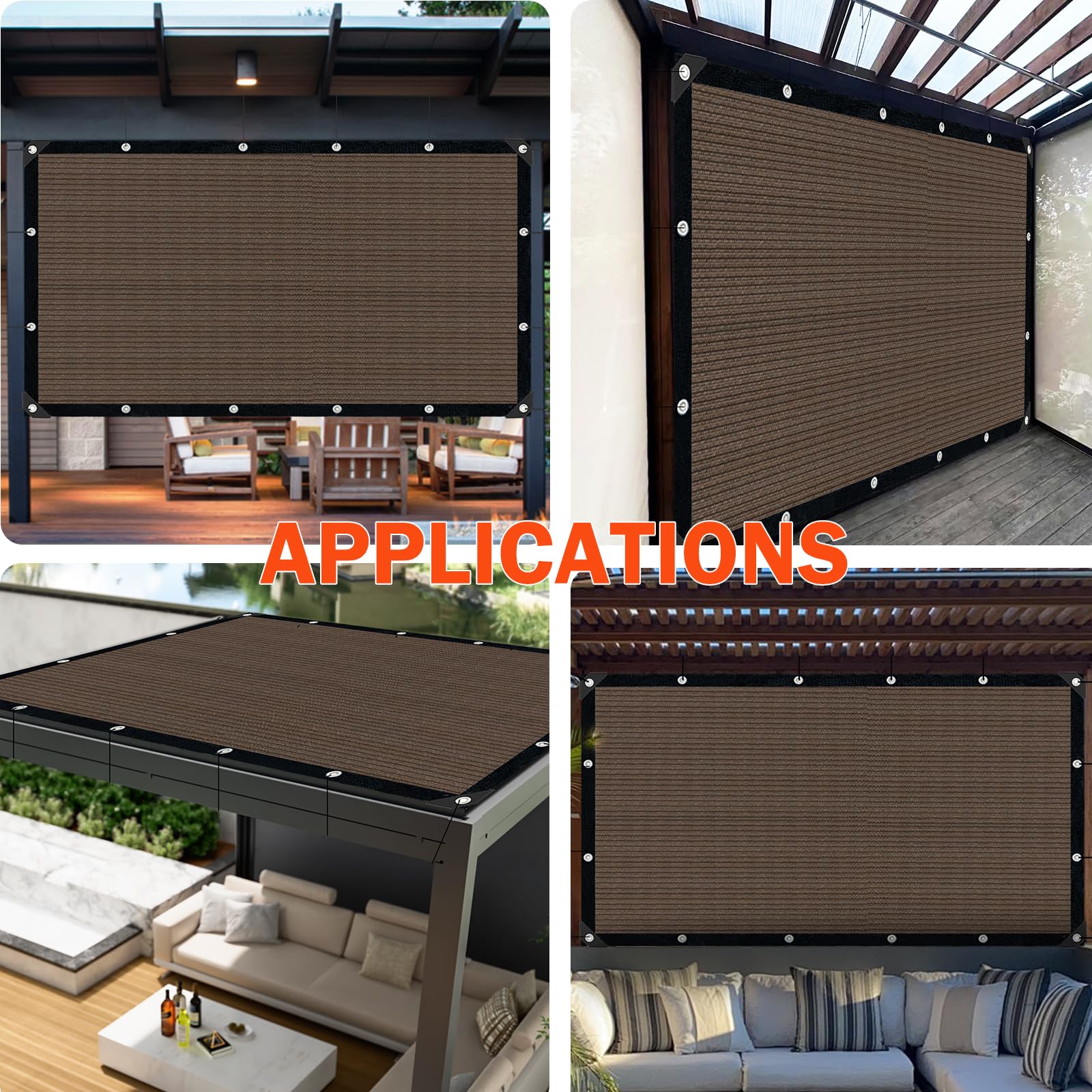 Sun Shade Cloth with Grommets 90 Percent UV Protection Pergola Cover