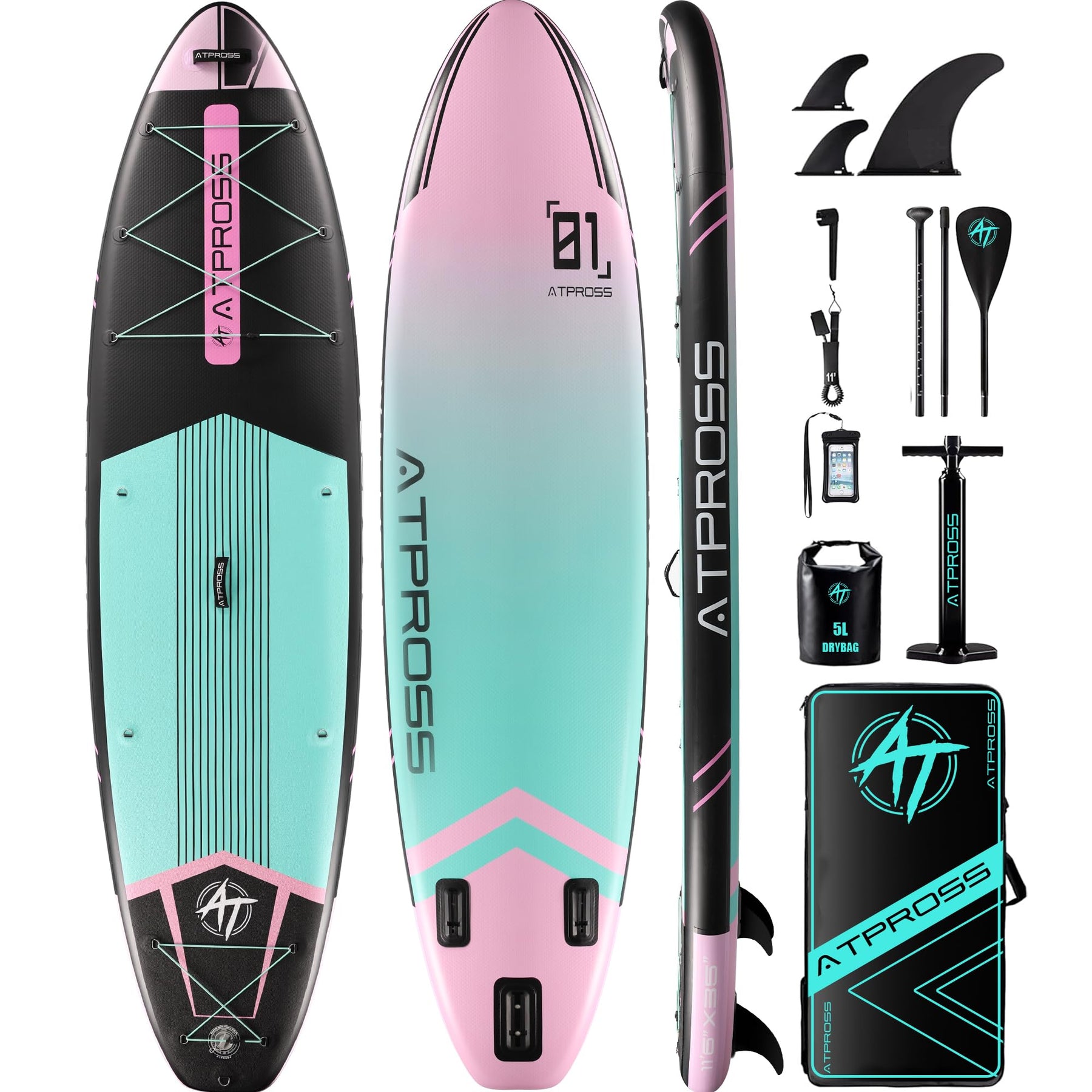 Extra Wide Inflatable Stand Up Paddle Board with SUP Kit and Backpack