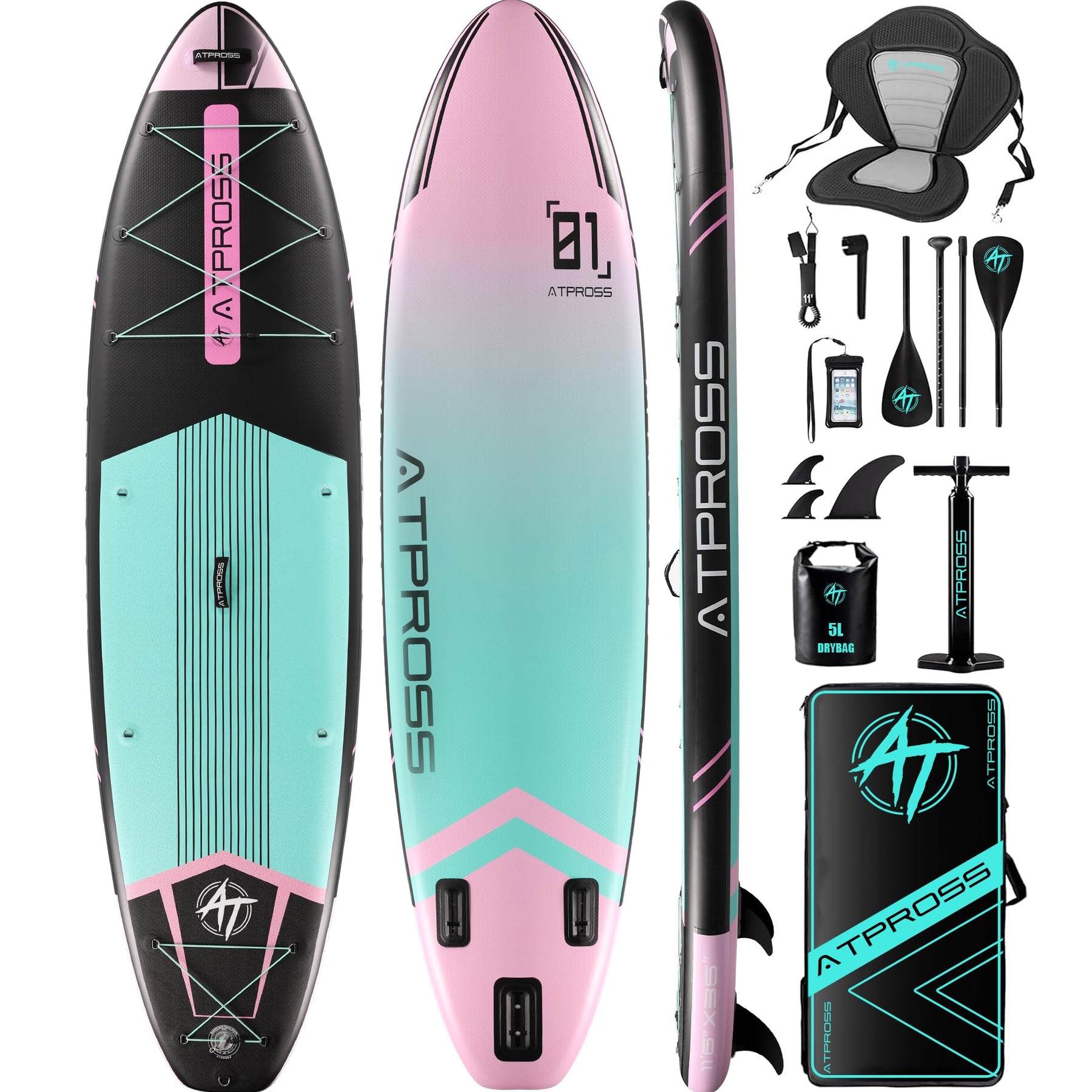 Extra Wide Inflatable Stand Up Paddle Board with SUP Kit and Backpack