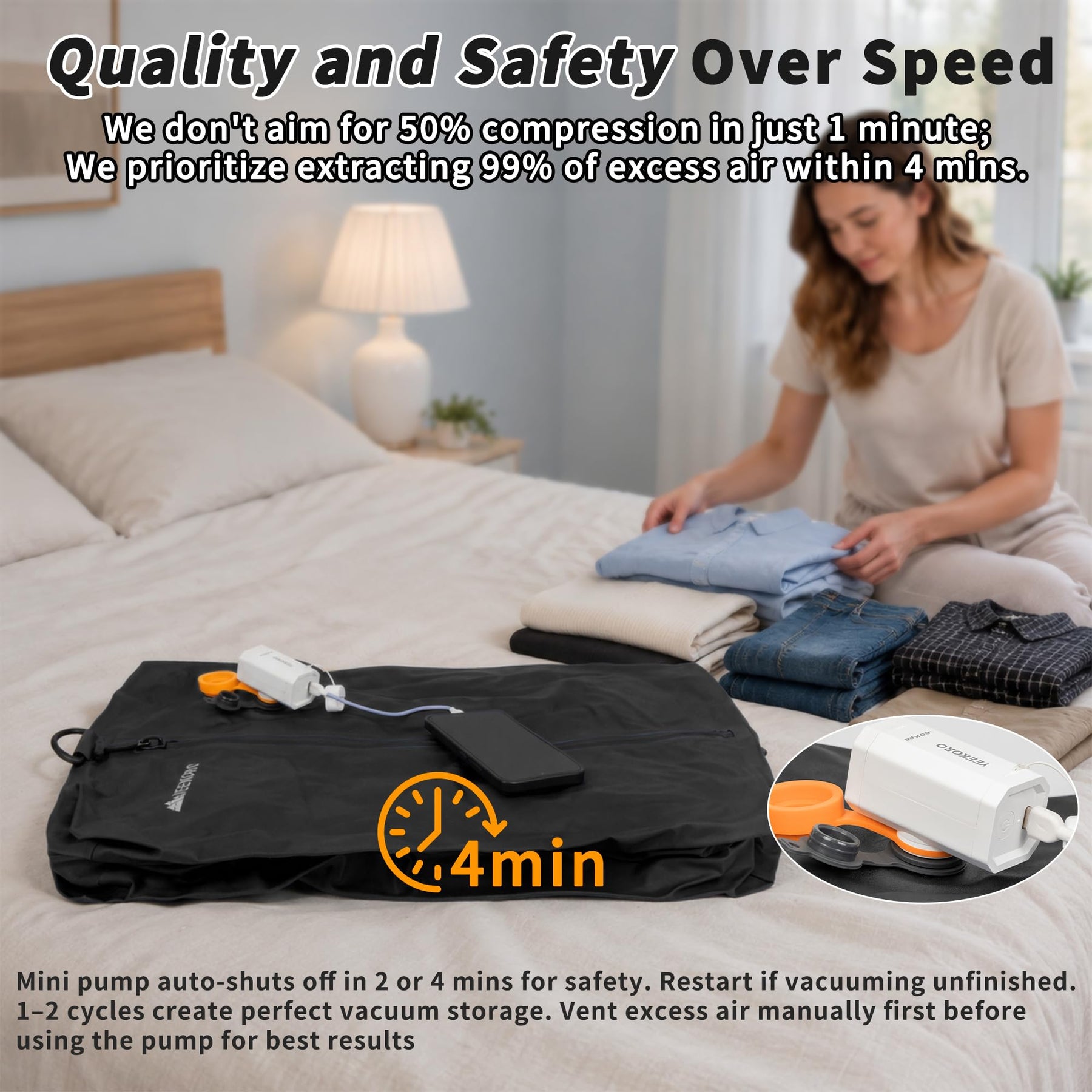 IPX8 Waterproof Reusable Travel Vacuum Compression Bags for Suitcases