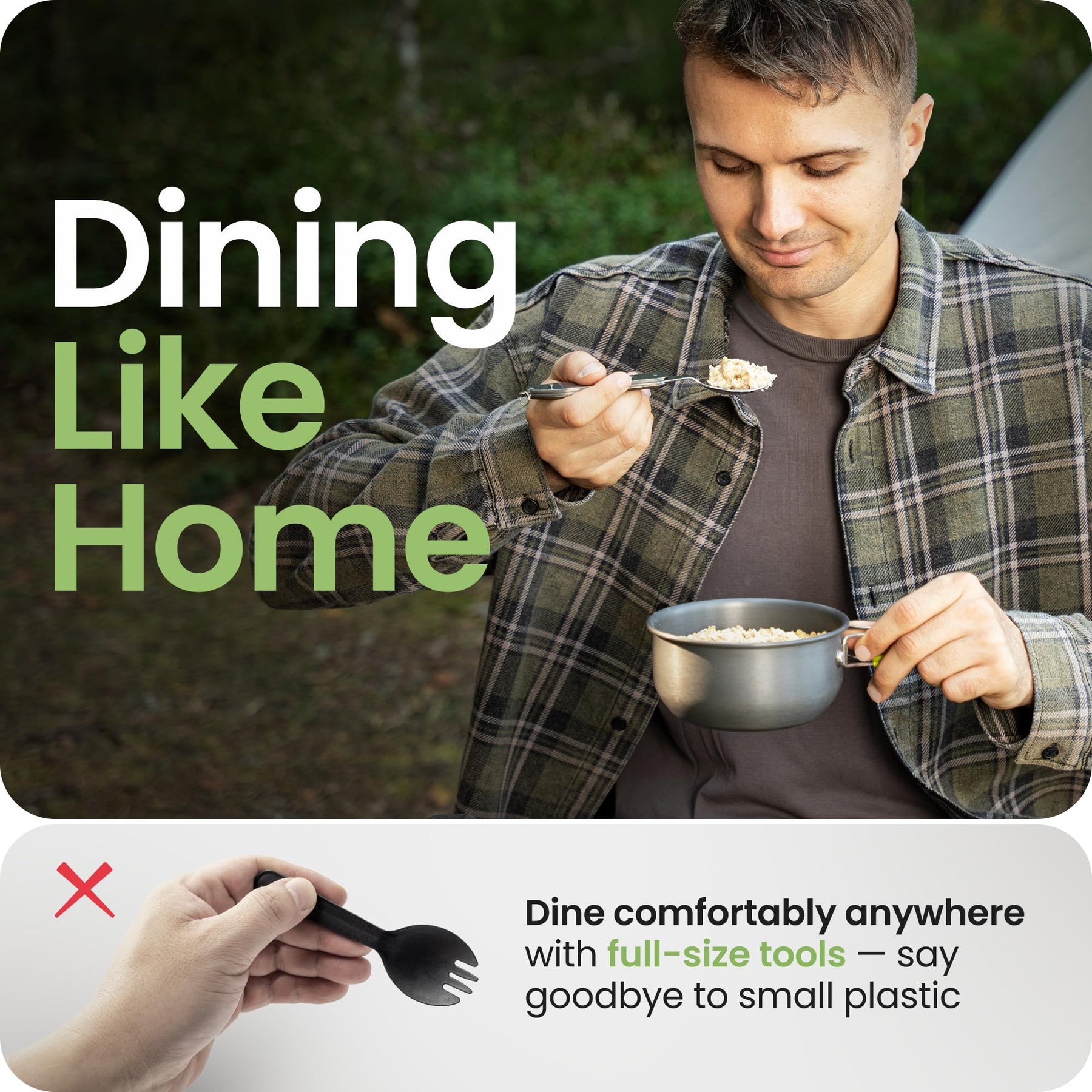 2 Pack Stainless Steel 4 in 1 Camping Utensils with Bottle Opener