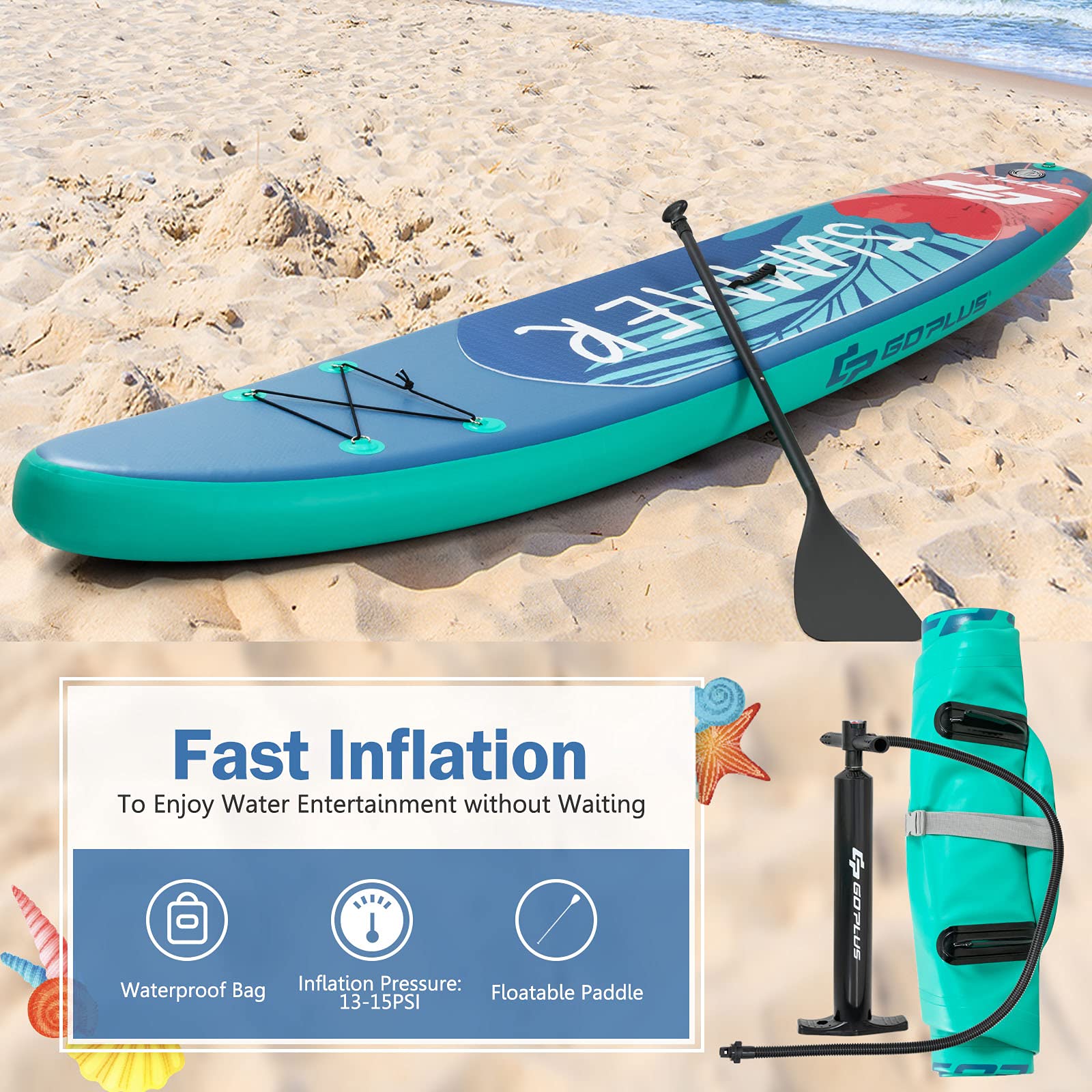 Inflatable Stand Up Paddle Board with Adjustable Paddle and SUP Kit