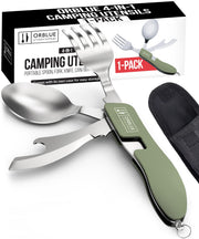 2 Pack Stainless Steel 4 in 1 Camping Utensils with Bottle Opener
