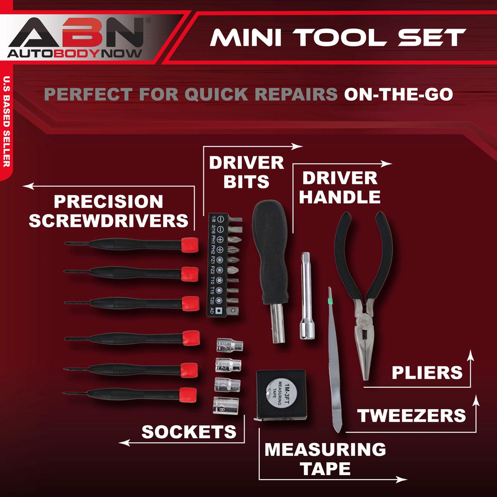 25 Piece Tri Fold Mini Tool Set with Case for Home Travel Office