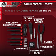 25 Piece Tri Fold Mini Tool Set with Case for Home Travel Office
