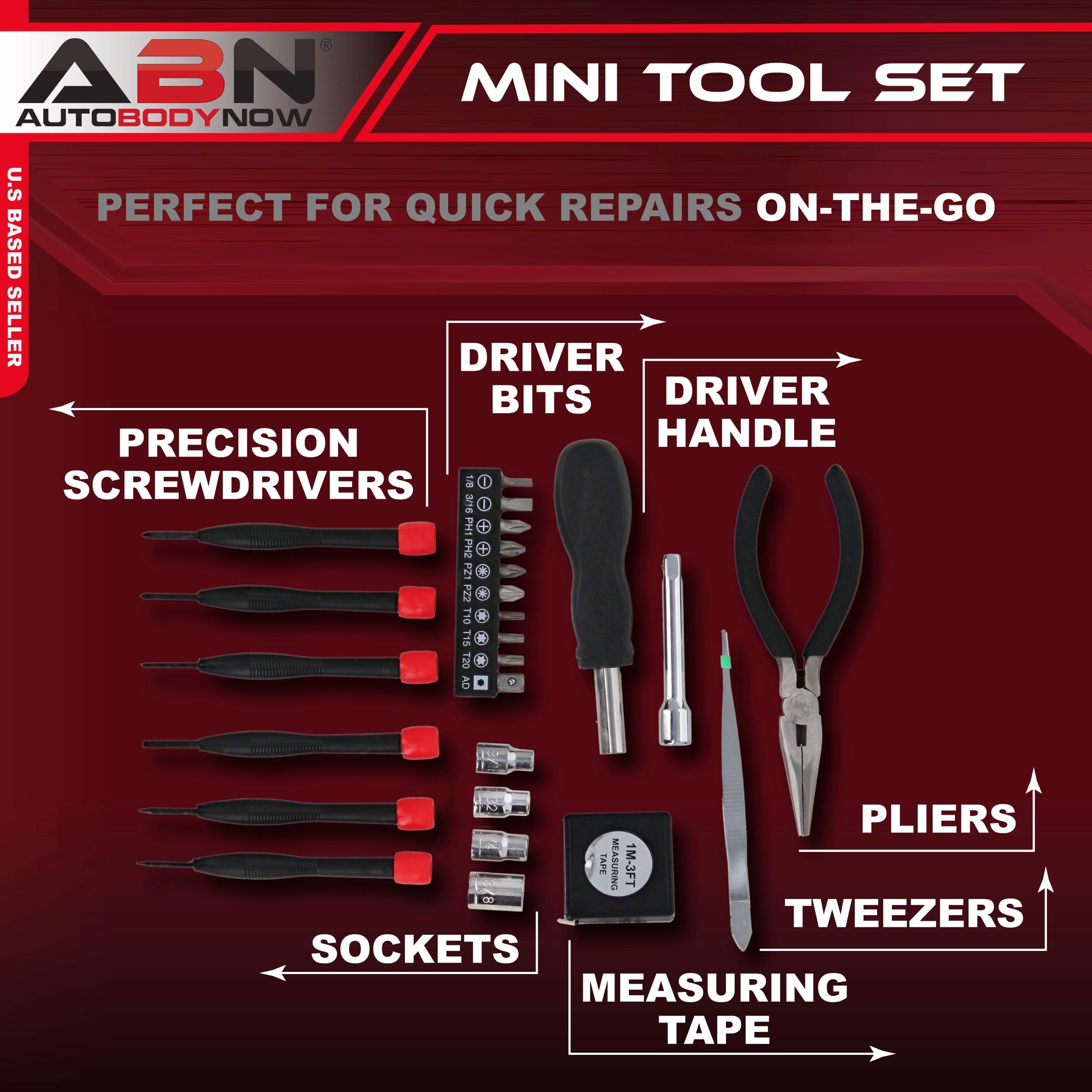 25 Piece Tri Fold Mini Tool Set with Case for Home Travel Office