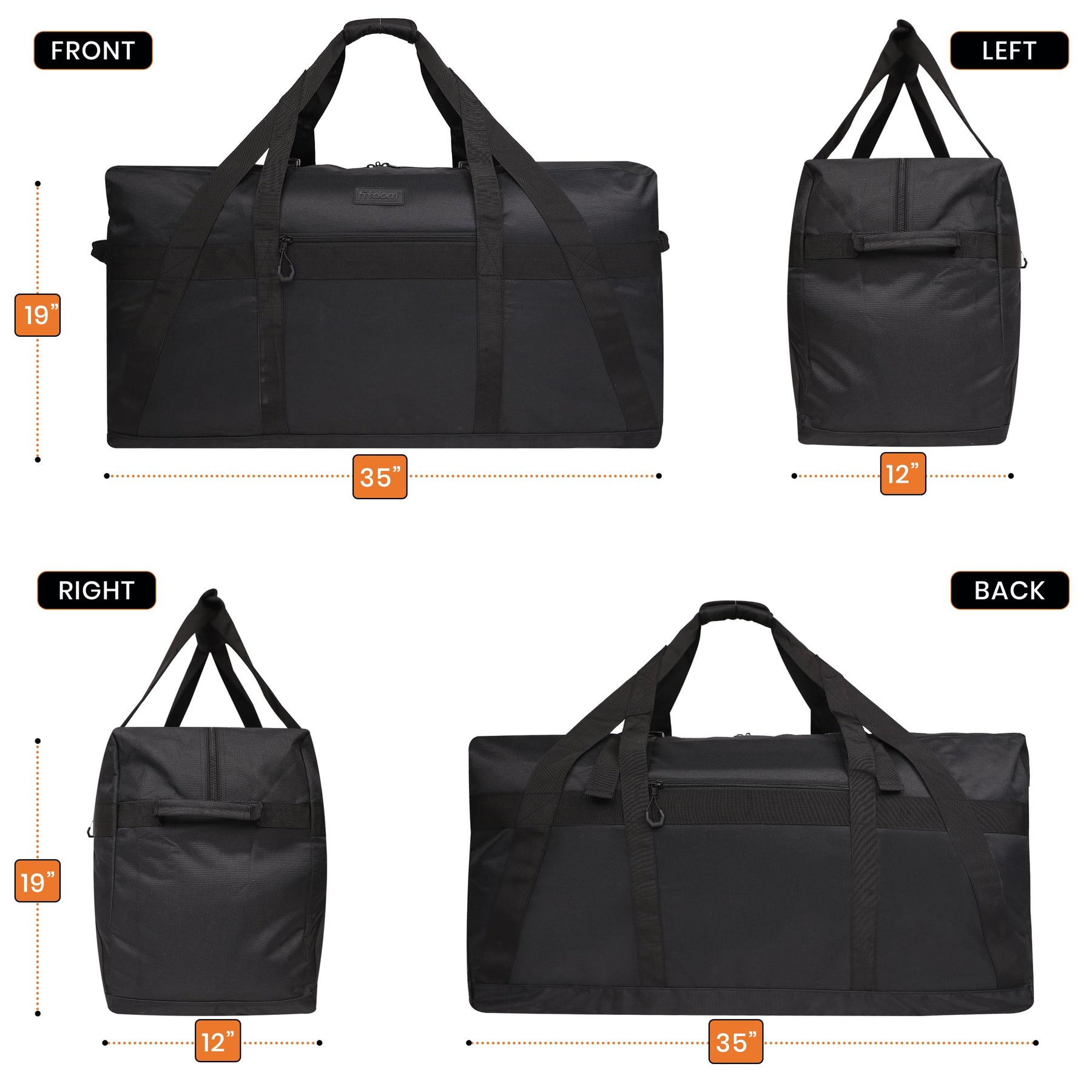 130L 35 Inch Heavy Duty Water Resistant Duffle Bag for Camping Travel