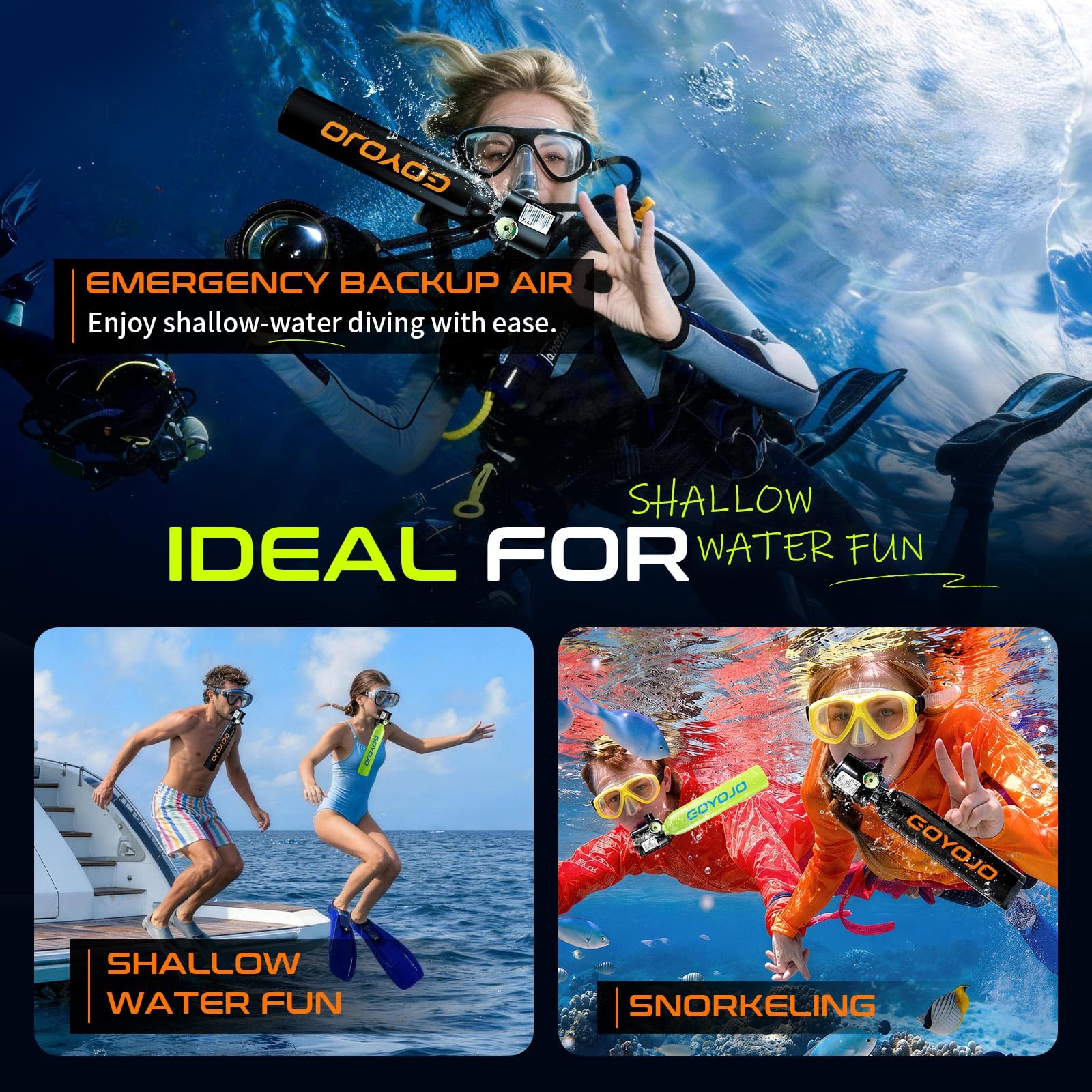 Portable Mini Scuba Tank with Refillable Backup Diving Air Bottle