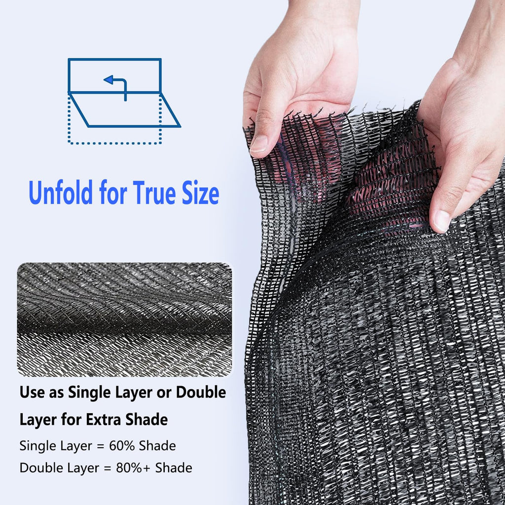 Black Shade Cloth Roll Outdoor Sunblock Mesh for Garden Patio Canopy