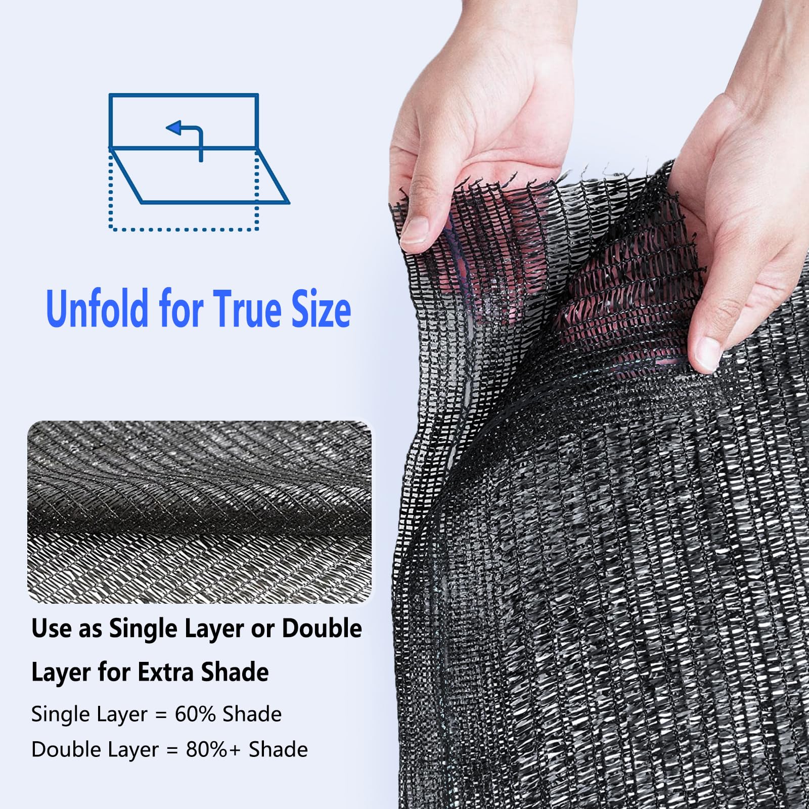 Black Shade Cloth Roll Outdoor Sunblock Mesh for Garden Patio Canopy