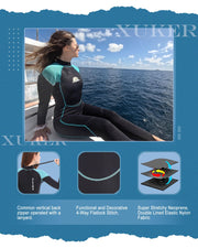 Women Men 2mm 3mm Neoprene Wetsuit Front Back Zip Full Body Dive Suit