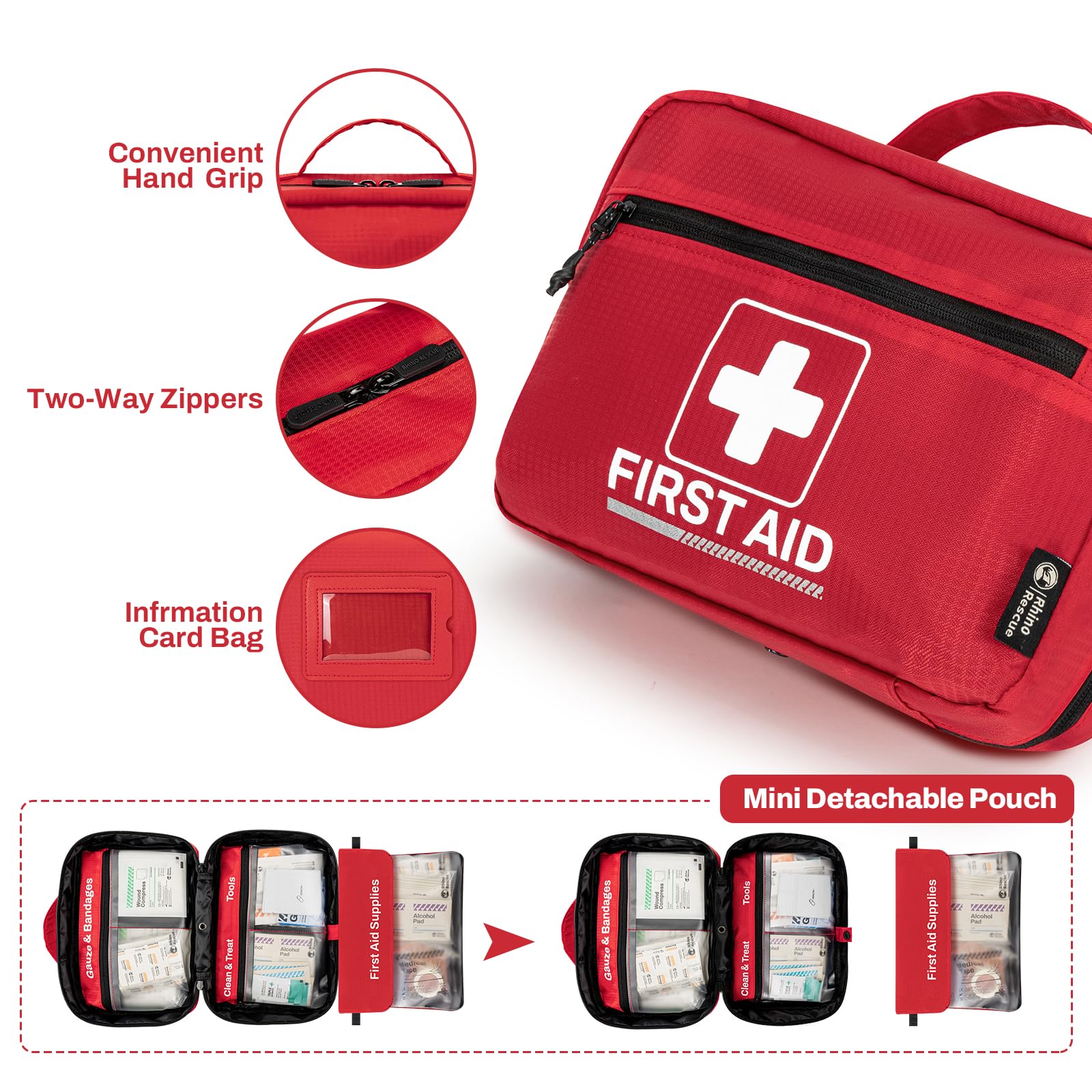 240 Piece All Purpose First Aid Kit for Home Office Car Camping