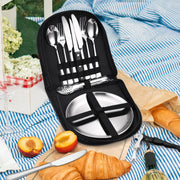 Stainless Steel Camping Silverware Kit with Cutlery Organizer