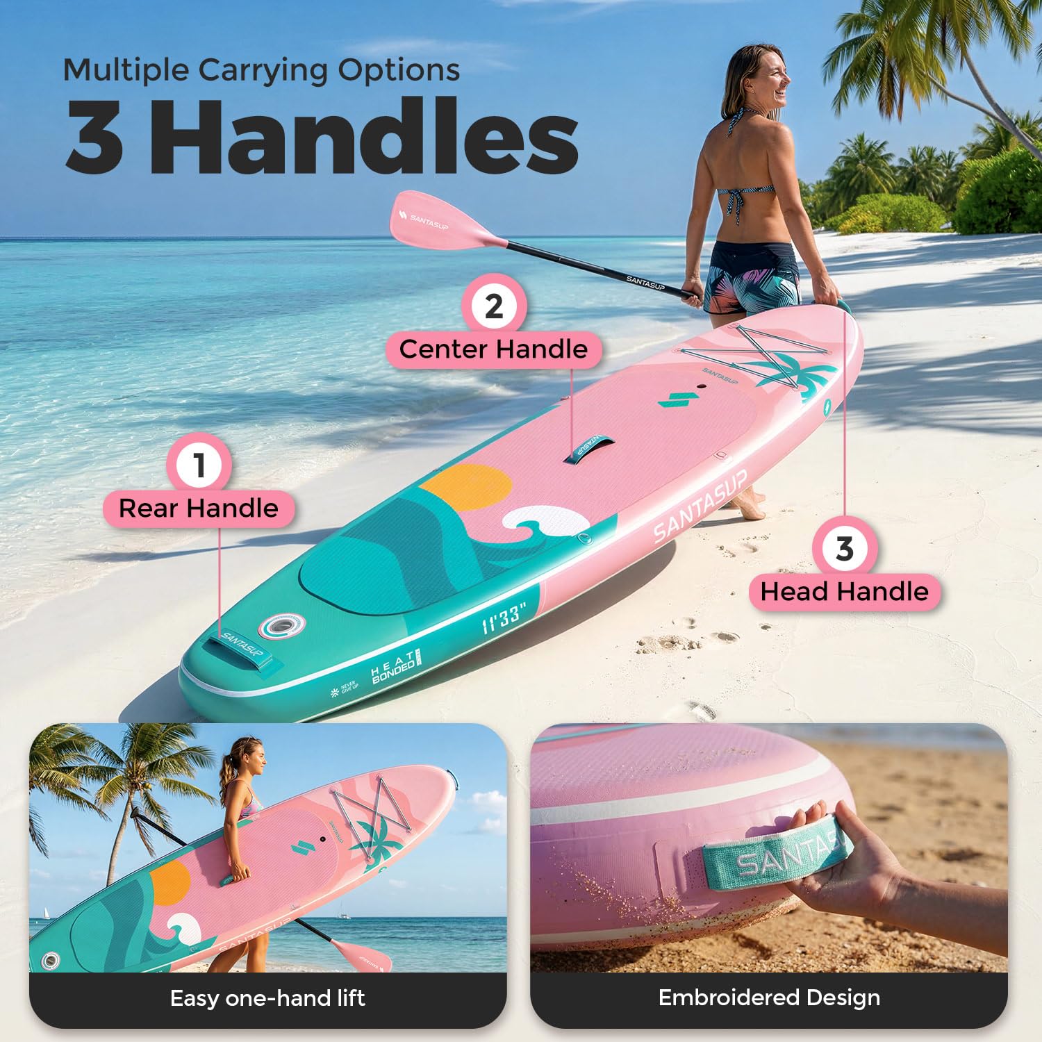 Wide Inflatable Stand Up Paddle Board with Accessories and EVA Deck