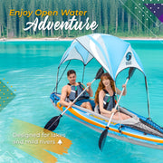 Two Person Inflatable Kayak with Canopy Oars Pump and Carry Bag