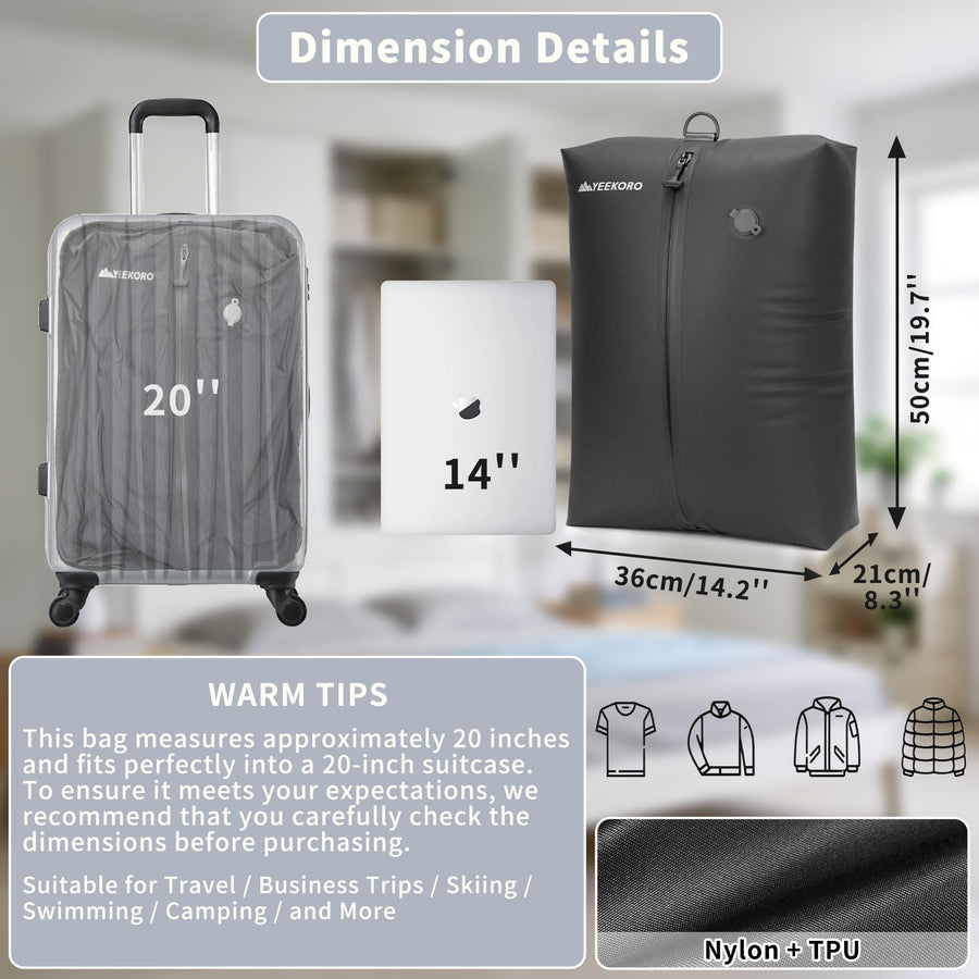 IPX8 Waterproof Reusable Travel Vacuum Compression Bags for Suitcases