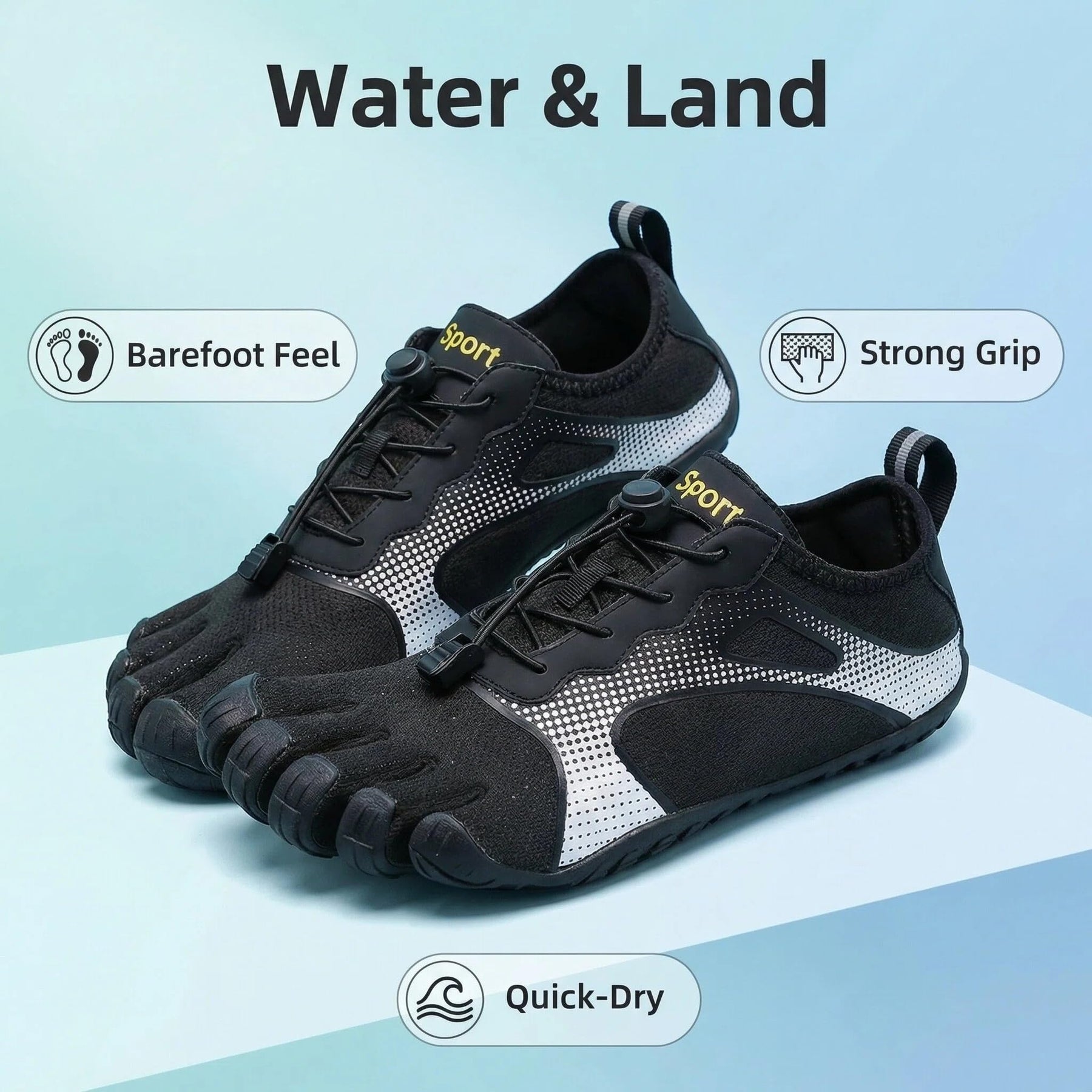 Men Women Five Toe Quick Dry Water Shoes for Hiking Trail Outdoor Use