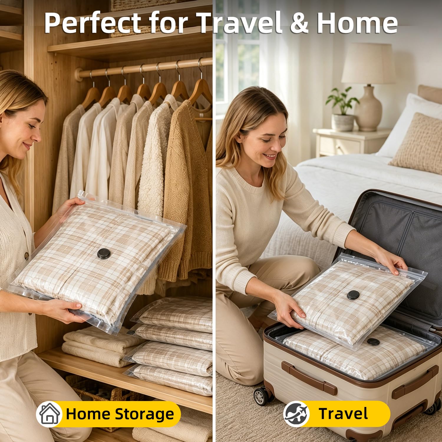 2 in 1 Rechargeable Air Pump Vacuum Storage Bags for Travel Clothes