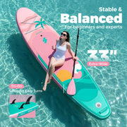 Wide Inflatable Stand Up Paddle Board with Accessories and EVA Deck
