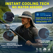 UPF 50 Cooling Wide Brim Sun Hat with Neck Flap for Hiking Fishing