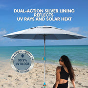 7ft Heavy Duty Beach Umbrella Easy Setup Anchor UPF 55 Protection