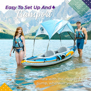 Two Person Inflatable Kayak with Canopy Oars Pump and Carry Bag