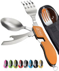 2 Pack Stainless Steel 4 in 1 Camping Utensils with Bottle Opener