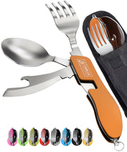 2 Pack Stainless Steel 4 in 1 Camping Utensils with Bottle Opener