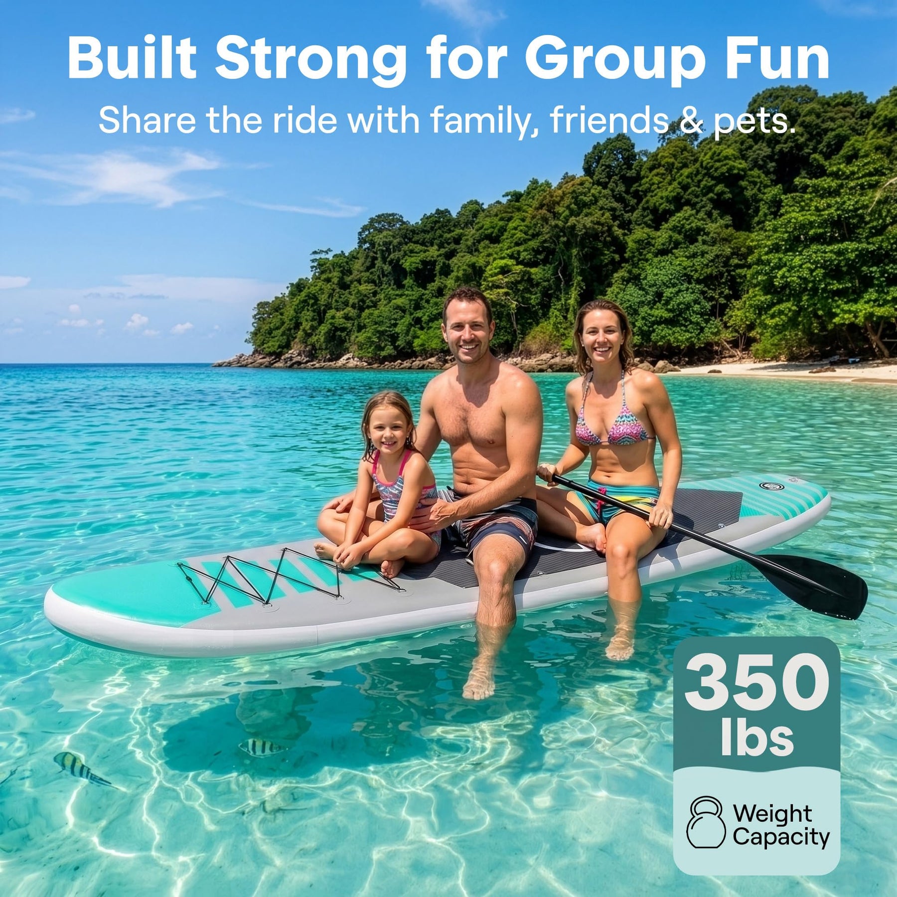 Wide Stable Inflatable Stand Up Paddle Board with SUP Kit and EVA Deck