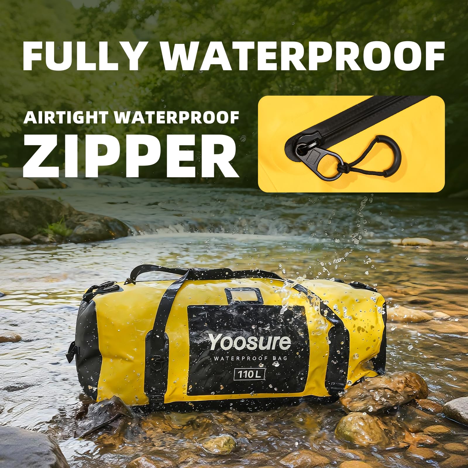 110L Waterproof Duffel Bag Marine Dry Bag for Camping Kayaking
