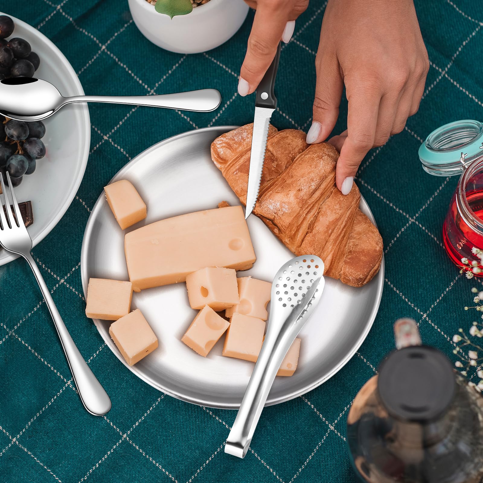 Stainless Steel Camping Silverware Kit with Cutlery Organizer