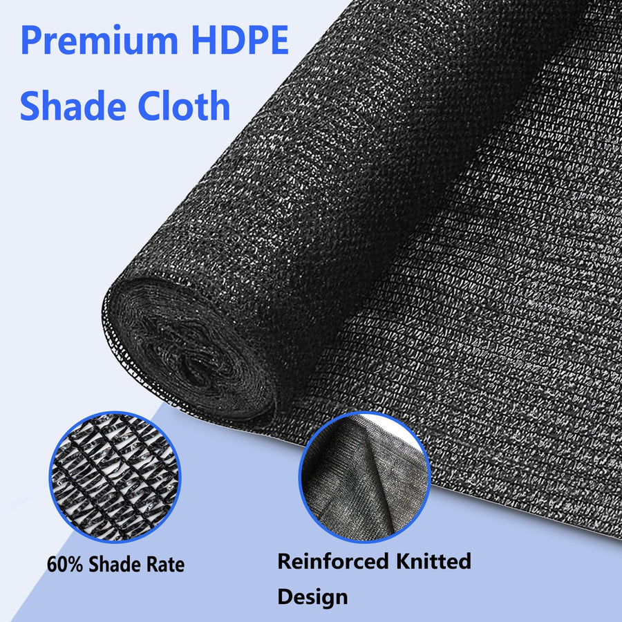 Black Shade Cloth Roll Outdoor Sunblock Mesh for Garden Patio Canopy