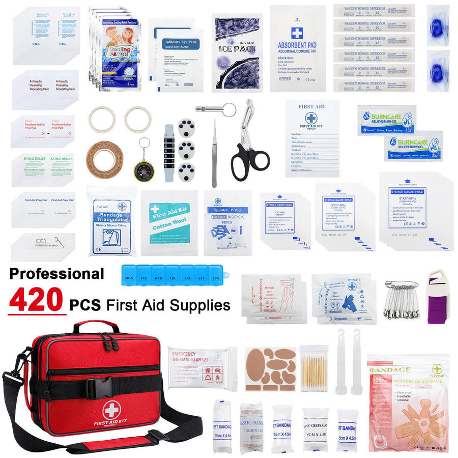 420 Piece Large First Aid Kit for Home Car Travel Camping Hiking
