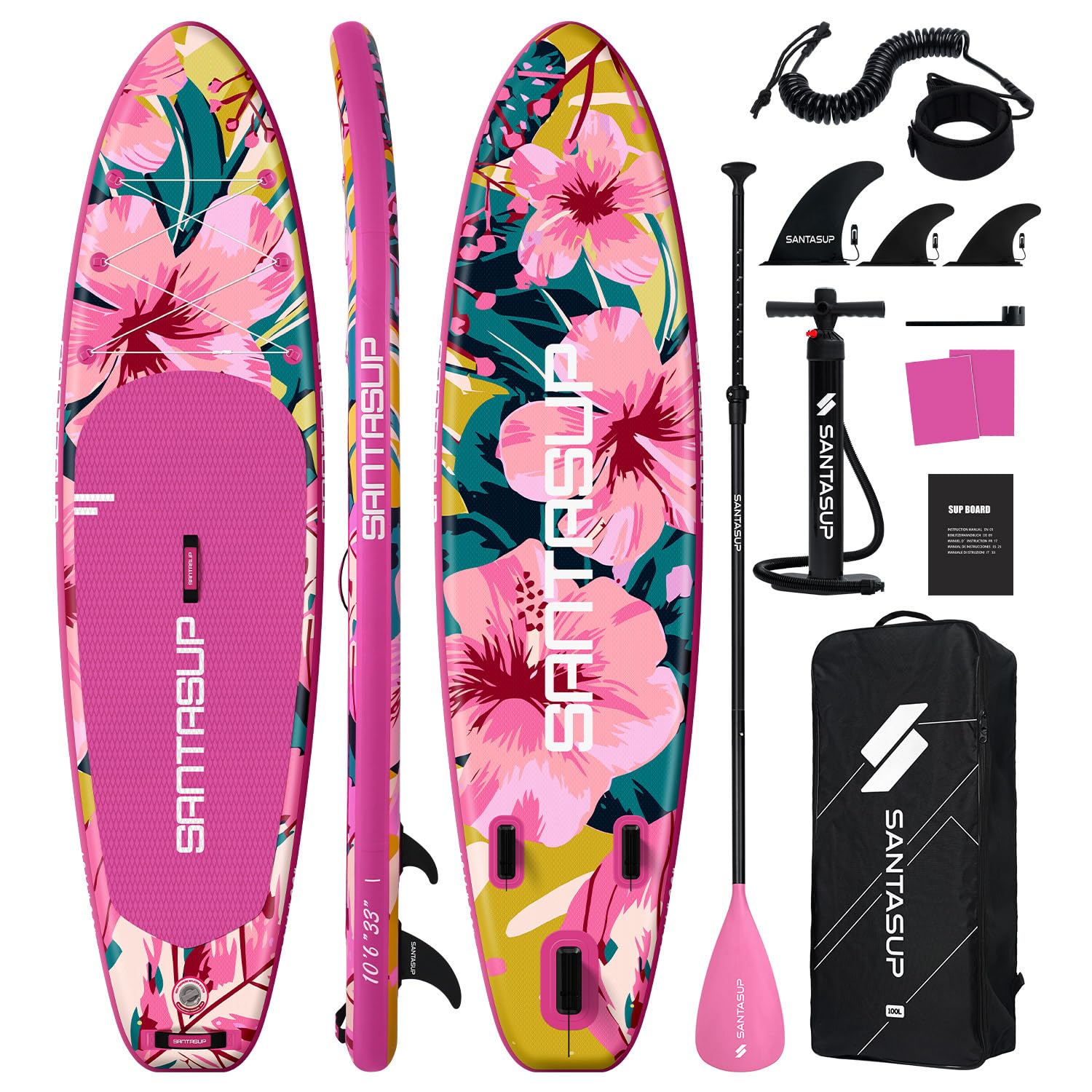 Wide Inflatable Stand Up Paddle Board with Accessories and EVA Deck