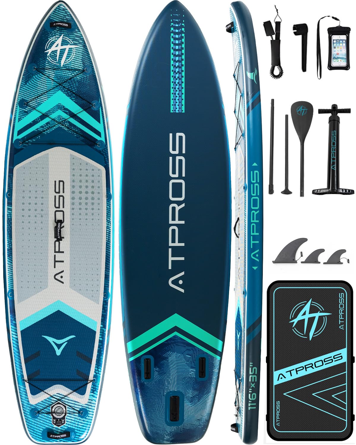 Extra Wide Inflatable Stand Up Paddle Board with SUP Kit and Backpack