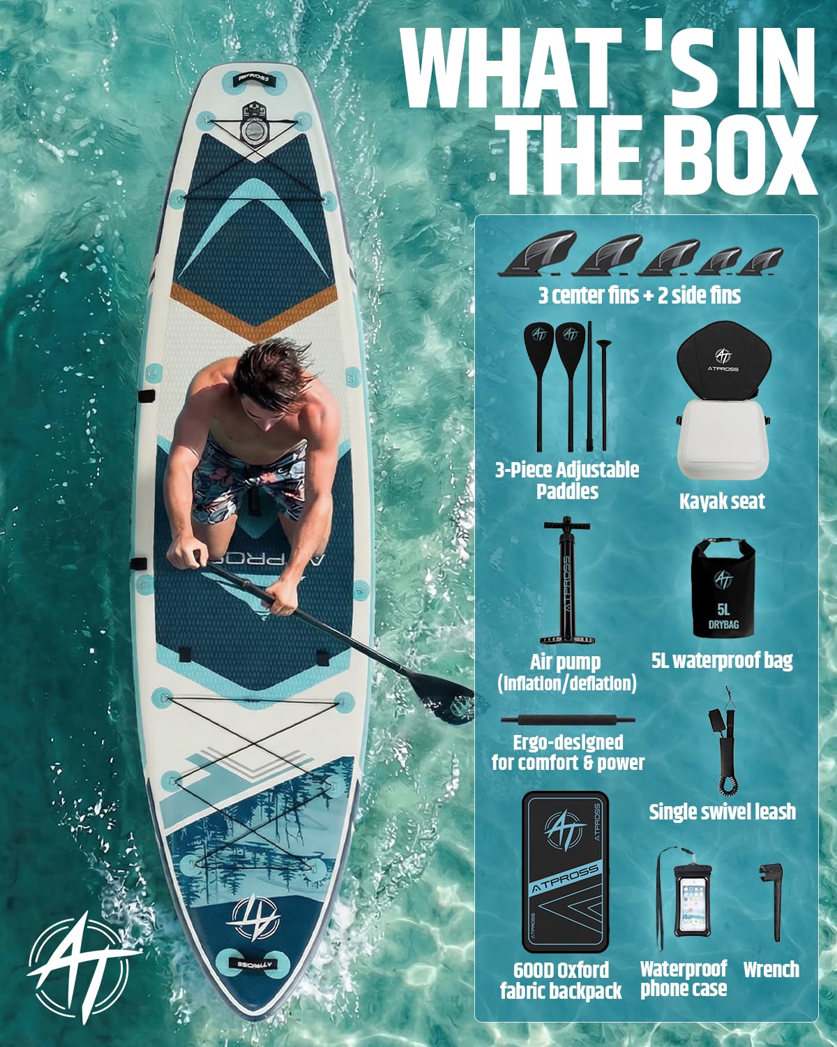 High Capacity Extra Wide Inflatable Stand Up Paddle Board with SUP Kit