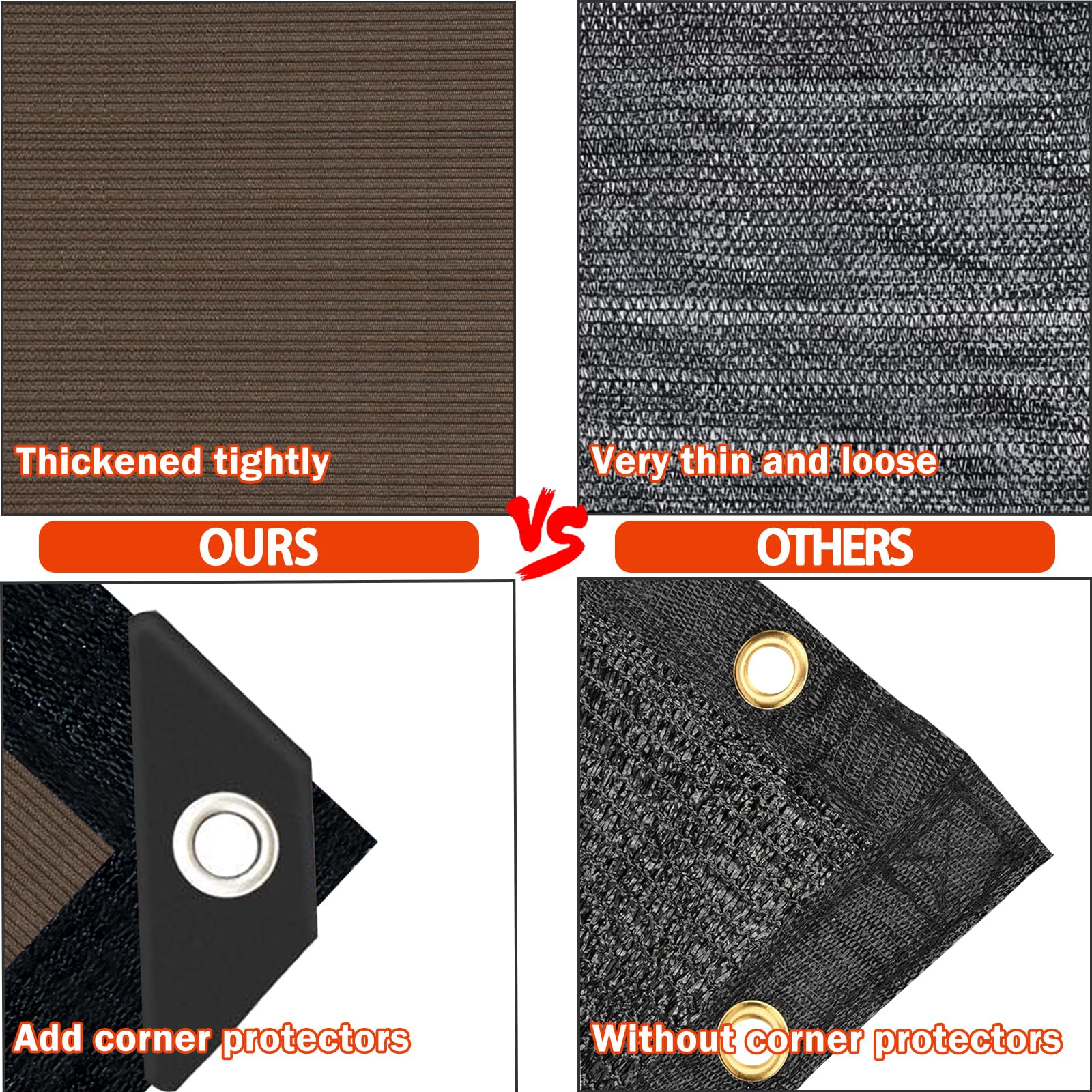 Sun Shade Cloth with Grommets 90 Percent UV Protection Pergola Cover