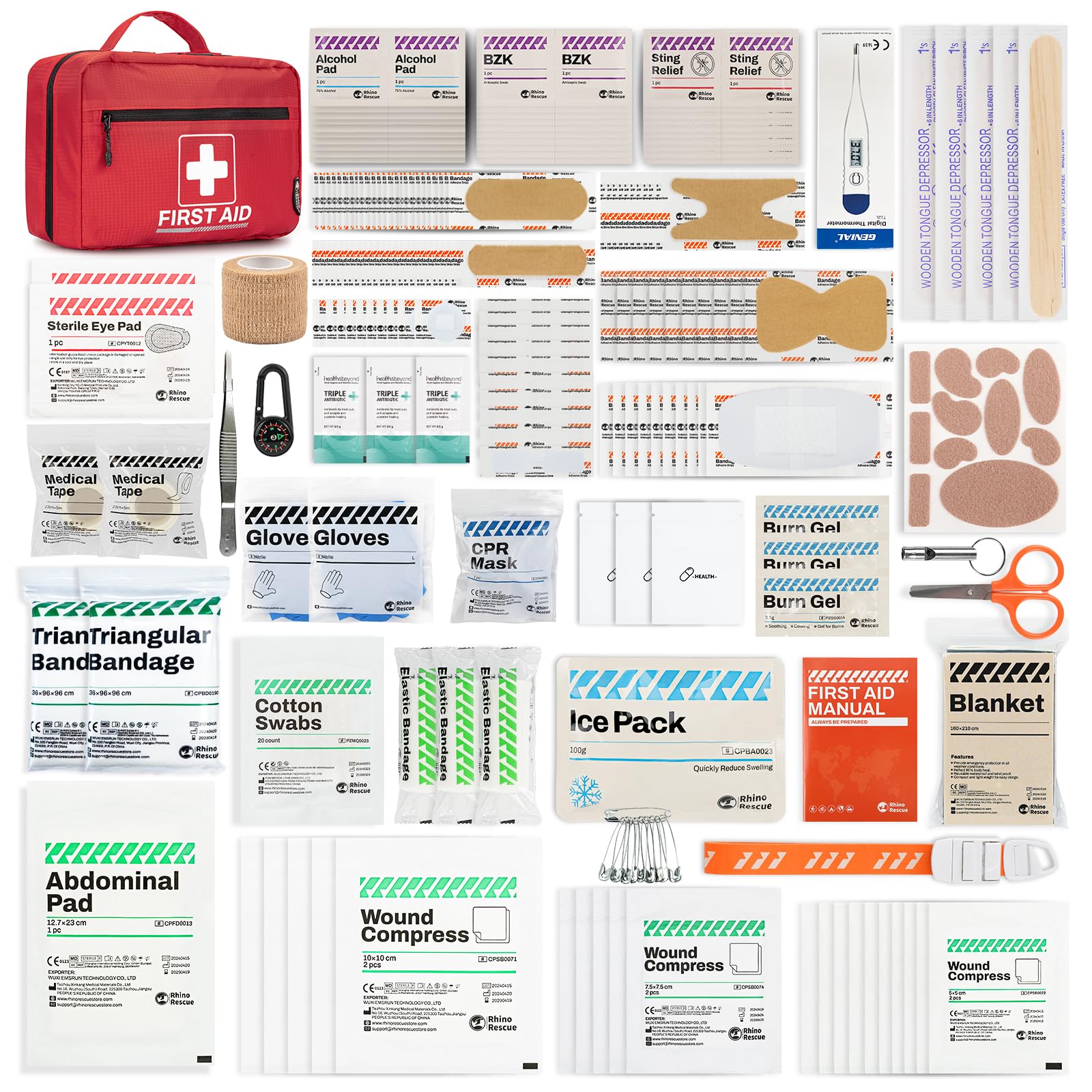 240 Piece All Purpose First Aid Kit for Home Office Car Camping