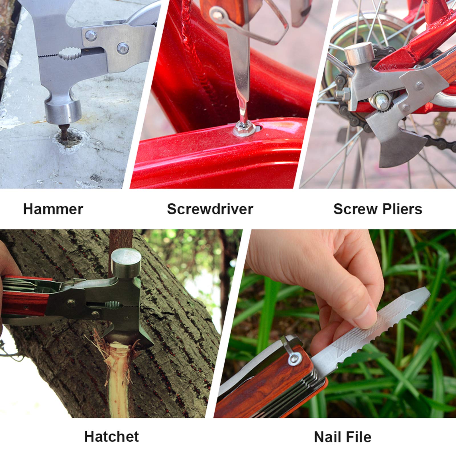 Pocket Multitool with Axe Hammer Pliers for Camping Hiking Survival