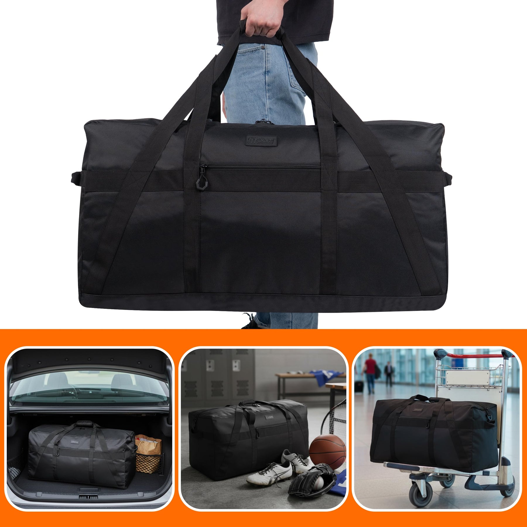 130L 35 Inch Heavy Duty Water Resistant Duffle Bag for Camping Travel