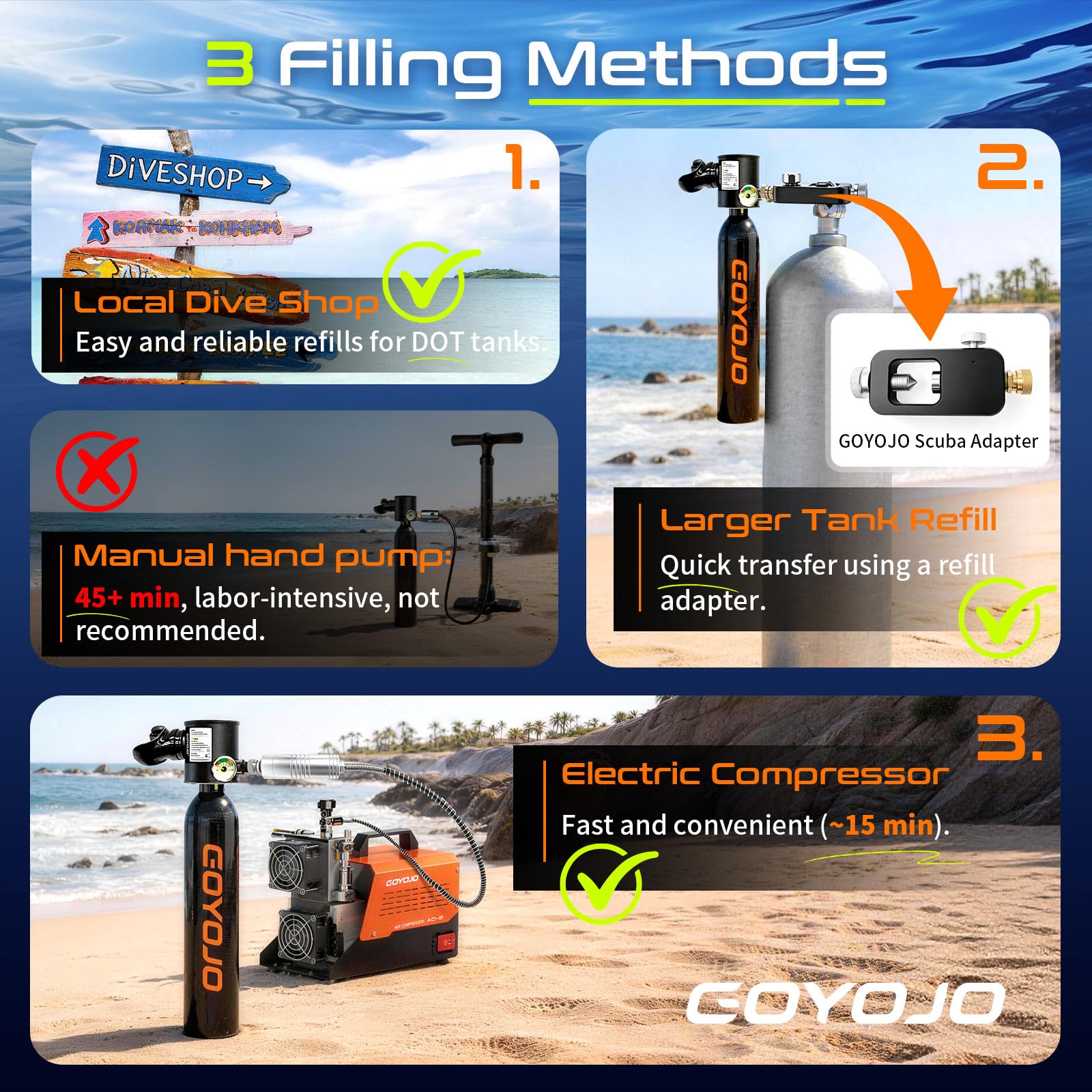 Portable Mini Scuba Tank with Refillable Backup Diving Air Bottle