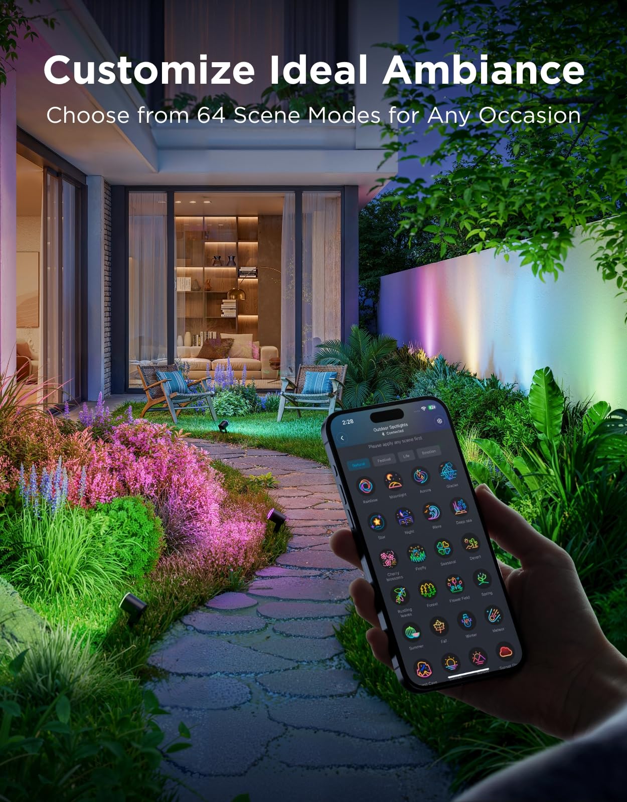 IP67 Waterproof Smart Outdoor Spot Lights RGBWIC Landscape Lighting